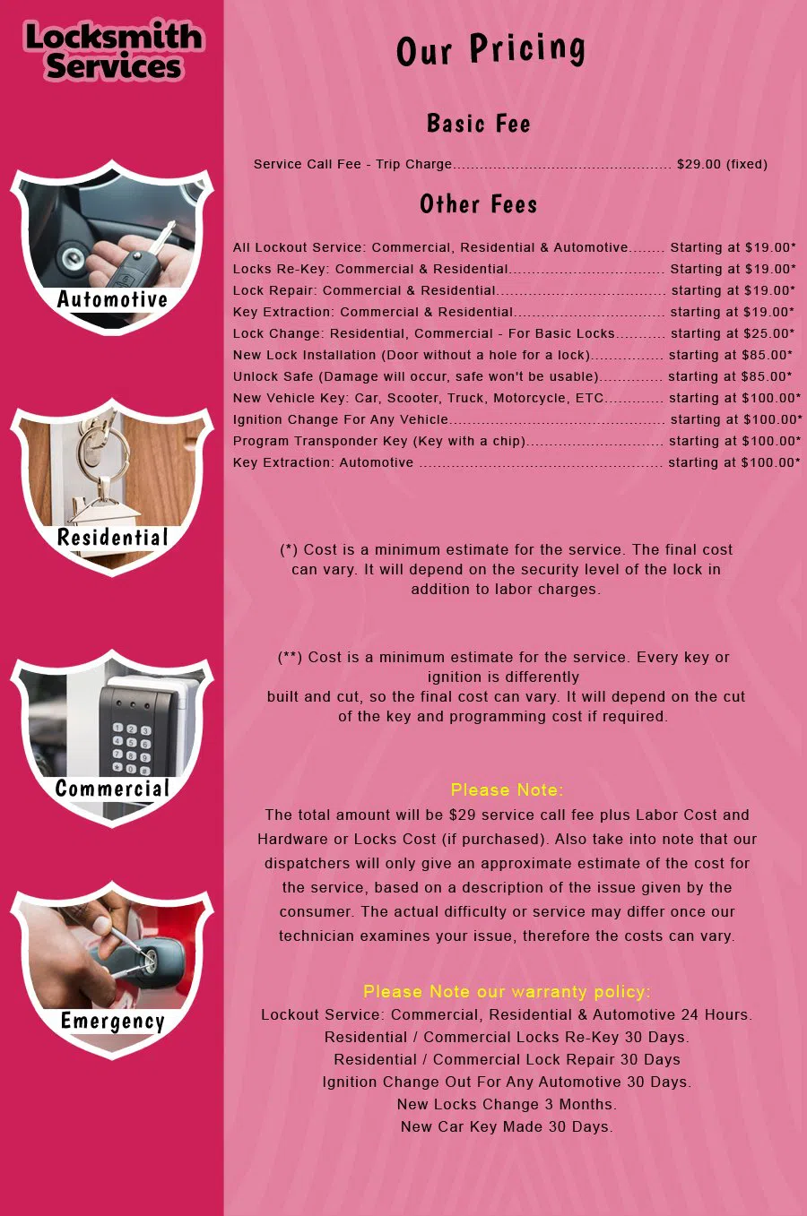 Cherry Hill NJ Locksmith Store Cherry Hill, NJ 856-322-2203 - price-list-c-18
